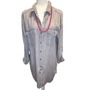 Philosophy grey long sleeve (adjustable) shirt dress women’s size XL lightweight